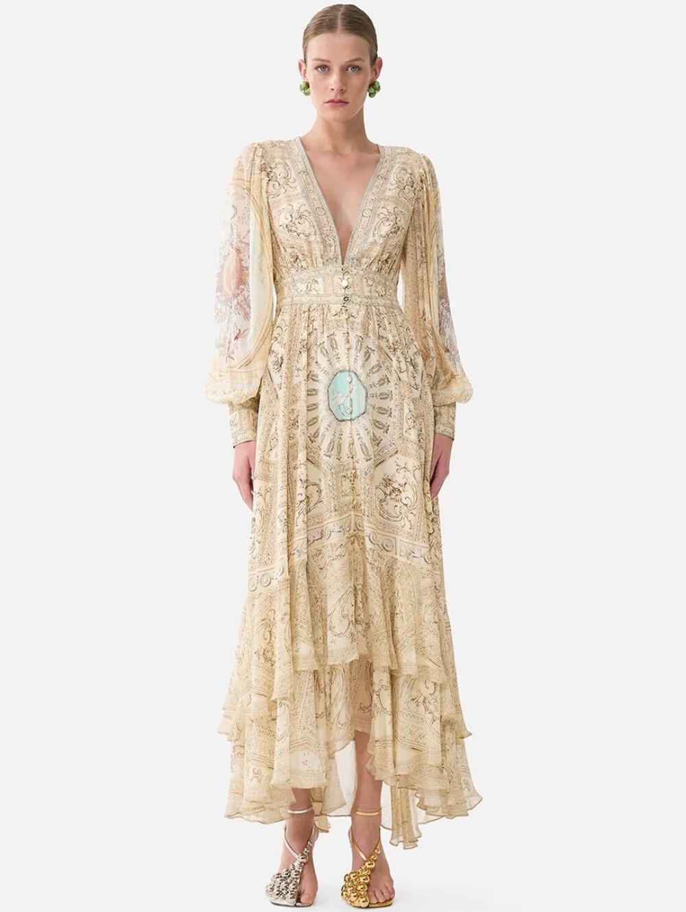 Camilla long button front dress In A beloved boudoir